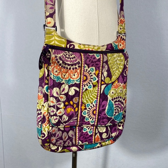 Vera Bradley Retired Plum Crazy Colorful Patterned Crossbody Shoulder Bag - Picture 1 of 16